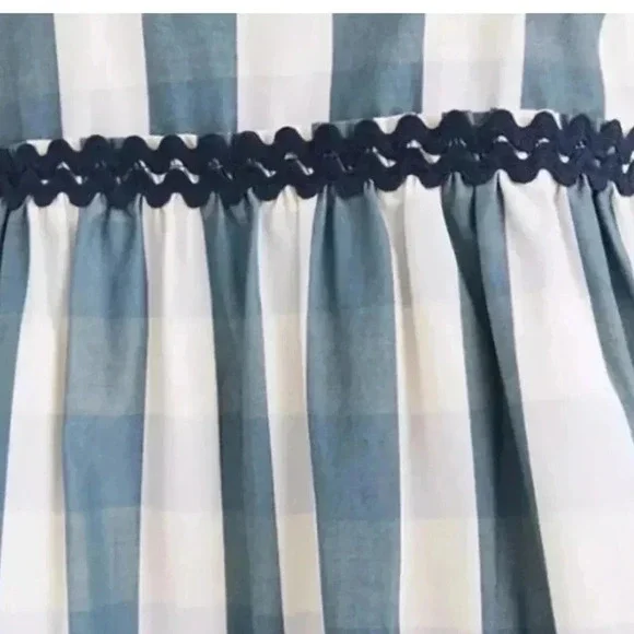 Madewell | Rickrack Cattail Tiered Dress in Gingham Check - Picture 6 of 14